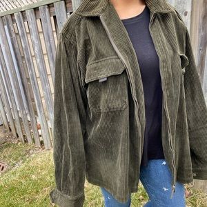 Corduroy zip up oversized jacket